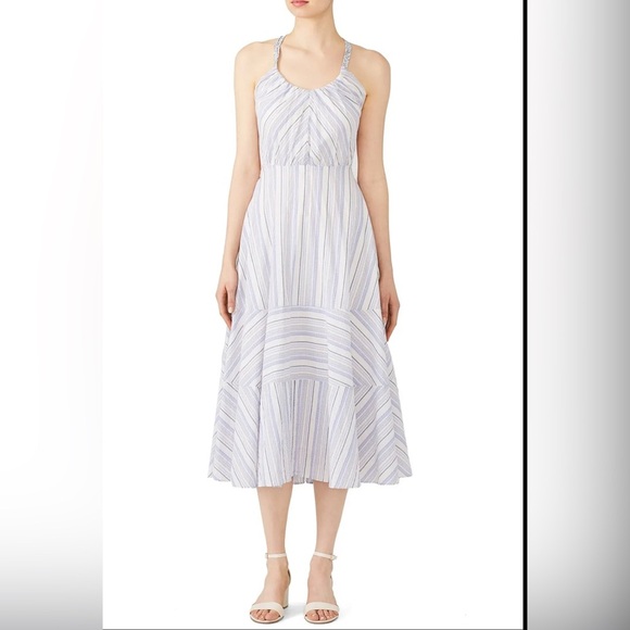 La Vie Rebecca Taylor Leila Stripe Midi Dress size S - Picture 1 of 6